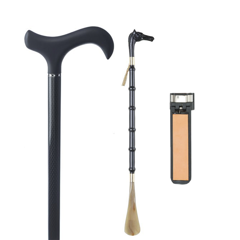 Luxury Walking Stick Kit - Walking Stick / Cane Holder / Wooden Shoe Horn